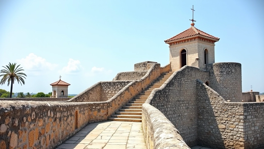 Detalle arquitectónico de una garita del Castillo San Cristóbal mostrando la construcción histórica