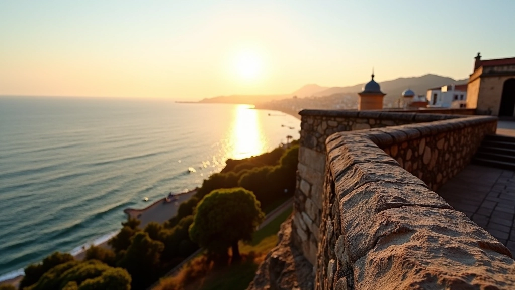 Vista panorámica desde las murallas del castillo hacia el horizonte del océano